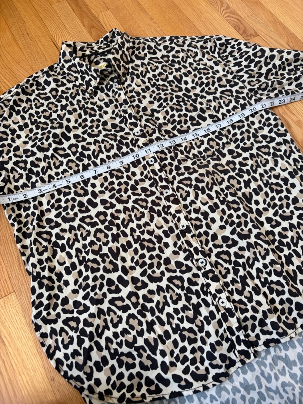 Maeve Leopard Print Button-Down Shirt in Beige and Black - Picture 5 of 5